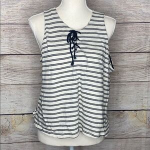 Lush White Black Striped Tank Top Sleeveless